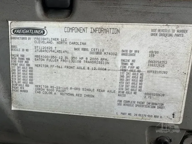 2004 FREIGHTLINER CENTURY 112a1f344ebdf87a1bb544476aac04d26dd