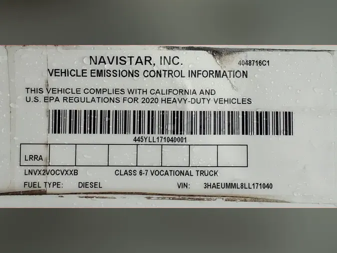 2020 NAVISTAR INTERNATIONAL MV607 (4X2)