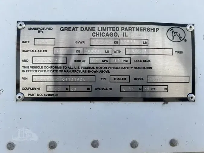 1999 GREAT DANE 53 FT ROLL DOOR