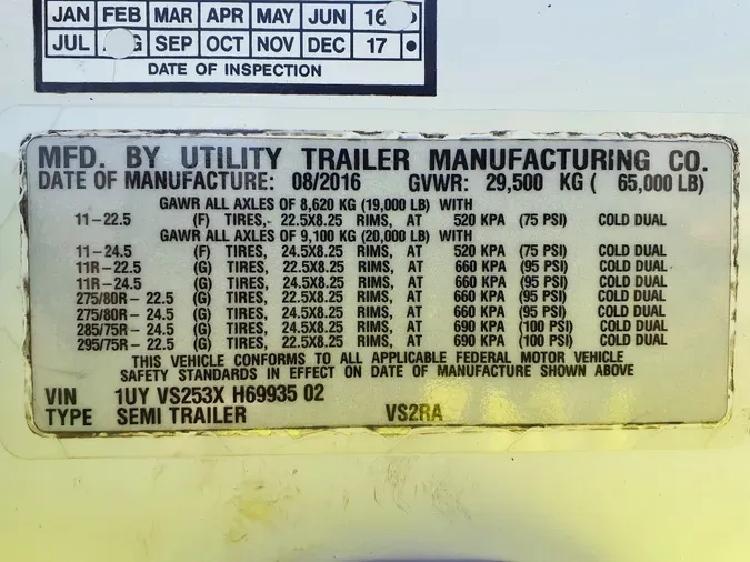 2017 UTILITY TRAILERS VS2RA 53/162/102