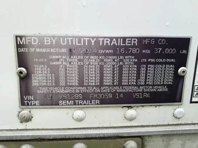 2015 UTILITY TRAILERS VS1RA 28/156/102