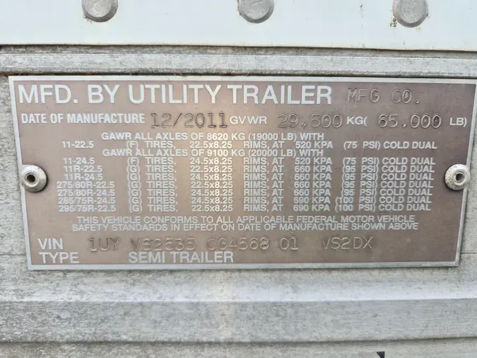 2012 UTILITY TRAILERS VS2DC 53/162/102