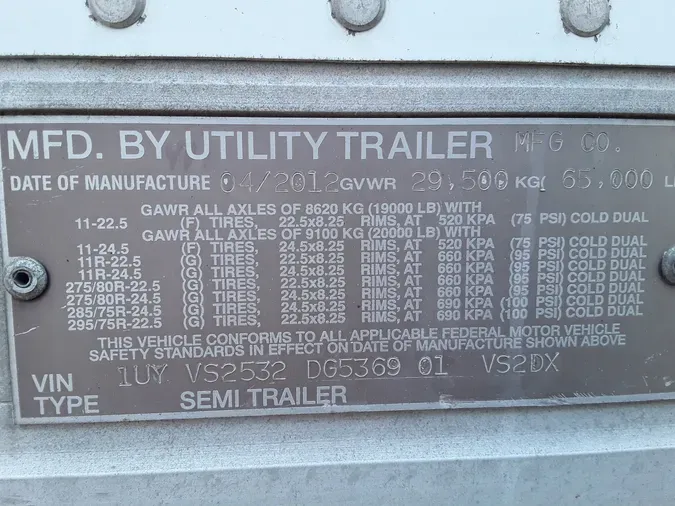 2013 UTILITY TRAILERS VS2DC 53/162/102