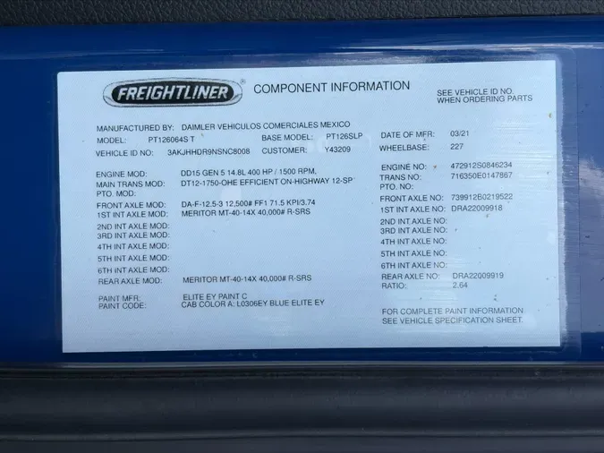 2022 Freightliner Cascadia 126 Sl