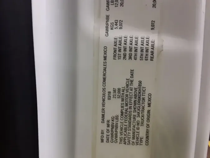 2019 FREIGHTLINER/MERCEDES CASCADIA 125