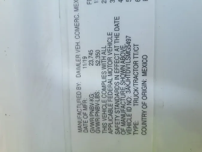 2020 FREIGHTLINER CASCADIA PX11664ST