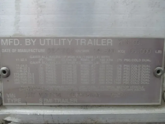 2015 UTILITY TRAILERS VS2RA 53/162/102b723615975fca02be02688f407a829f6