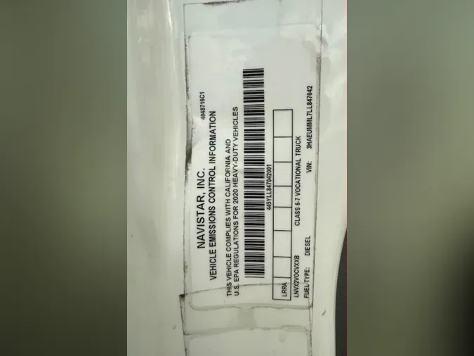 2020 NAVISTAR INTERNATIONAL MV607 (4X2)b8e155e6e1b5a2b5b6229d2064765cd9