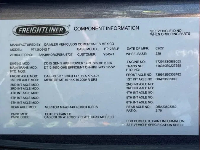 2023 FREIGHTLINER CA126