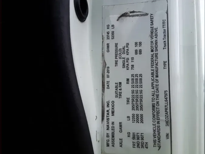 2020 NAVISTAR INTERNATIONAL LT625 DAYCAB T/Abd38628607ce289d43c4e9851d06d7ec