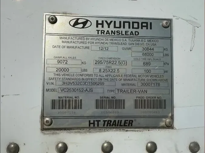 2013 HYUNDAI 53/102/162 ALUM