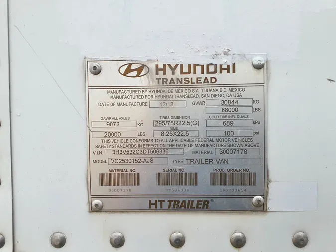 2013 HYUNDAI 53/102/162 ALUM