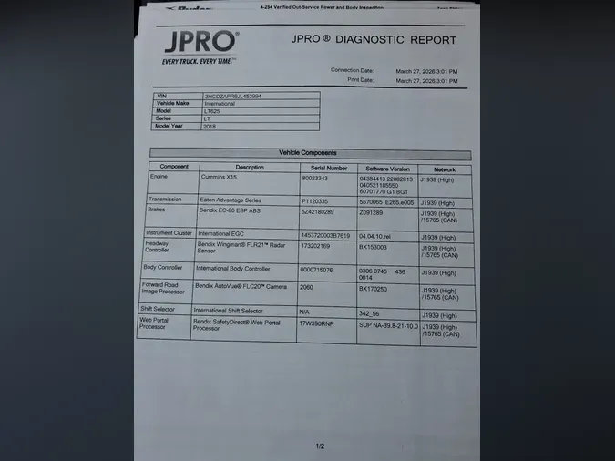 2018 NAVISTAR INTERNATIONAL LT625 DAYCAB T/A