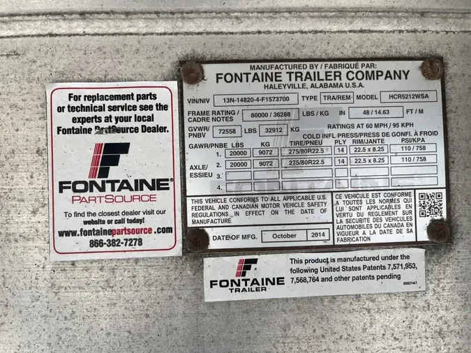 2015 FONTAINE TRUCK EQUIPMENT HCR5212WSA 48/102