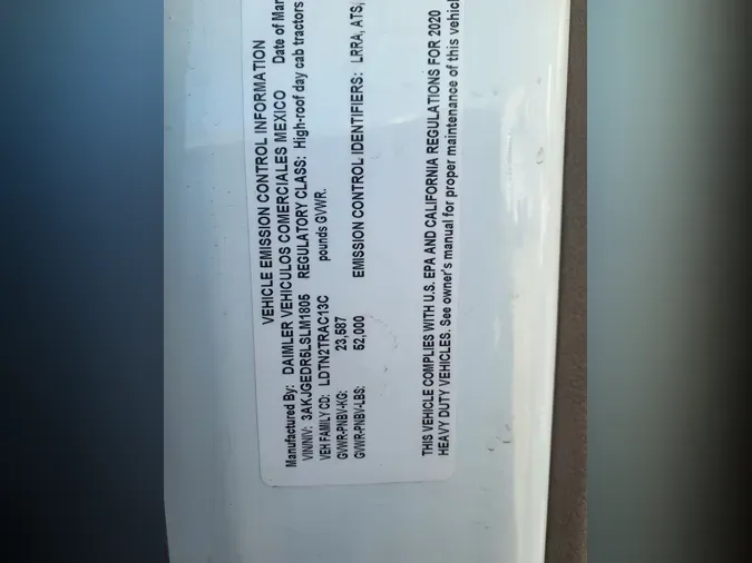 2020 FREIGHTLINER/MERCEDES CASCADIA 125c040f058aaffcd14116c64e771f4c3ee