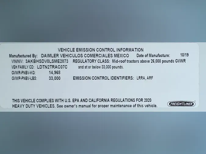 2020 FREIGHTLINER/MERCEDES NEW CASCADIA 116