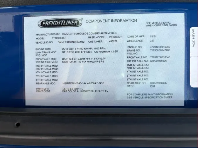 2022 Freightliner Cascadia 126c0f768ddb097d17db6d29b671a953a9a