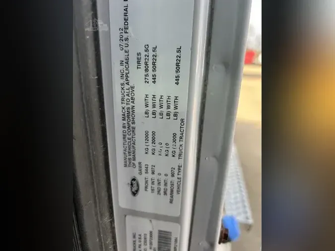 2012 MACK PINNACLE CXU613