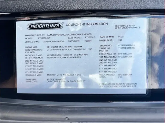 2022 FREIGHTLINER CASCADIA 126