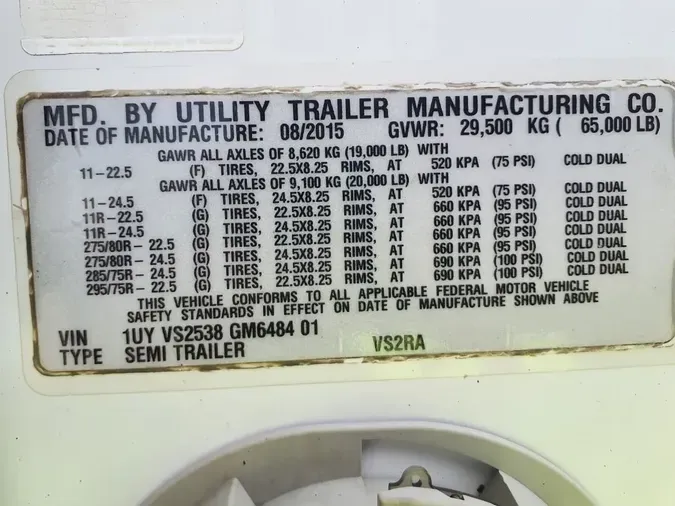 2016 UTILITY TRAILERS VS2RA 53/162/102