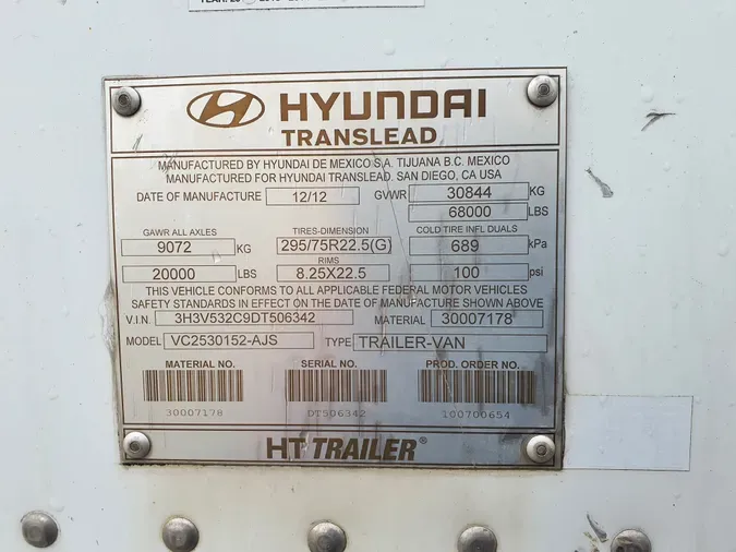 2013 HYUNDAI 53/102/162 ALUM