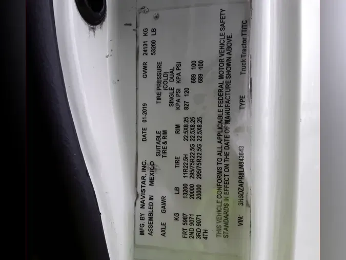 2020 NAVISTAR INTERNATIONAL LT625 SLPR CAB