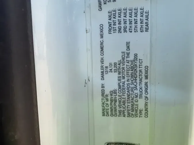 2019 FREIGHTLINER/MERCEDES NEW CASCADIA PX12664