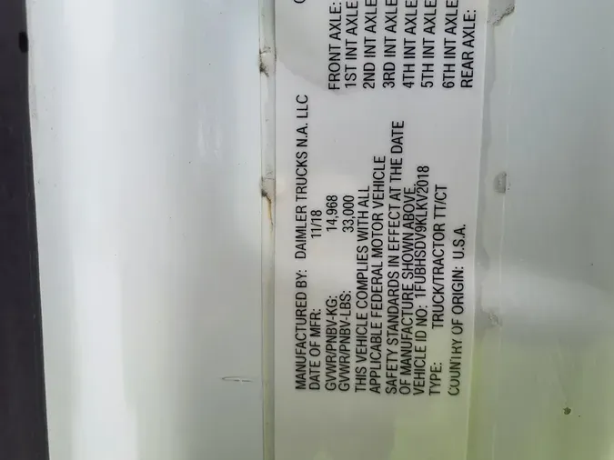 2019 FREIGHTLINER/MERCEDES NEW CASCADIA 116