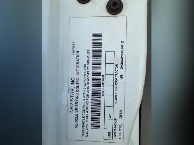 2016 NAVISTAR INTERNATIONAL PROSTAR