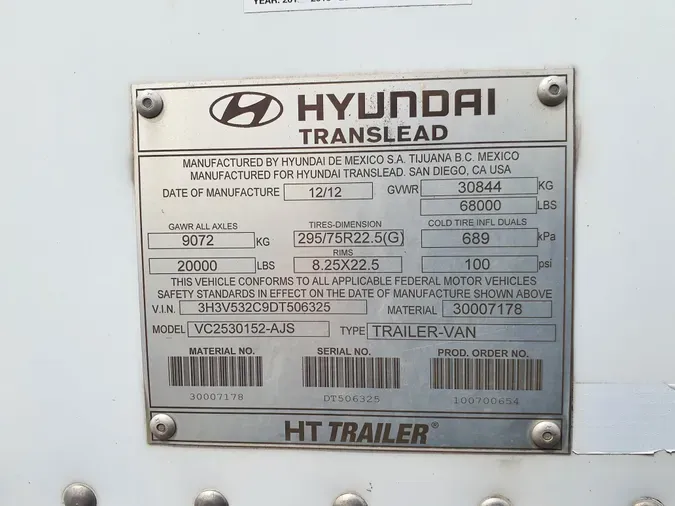 2013 HYUNDAI 53/102/162 ALUM