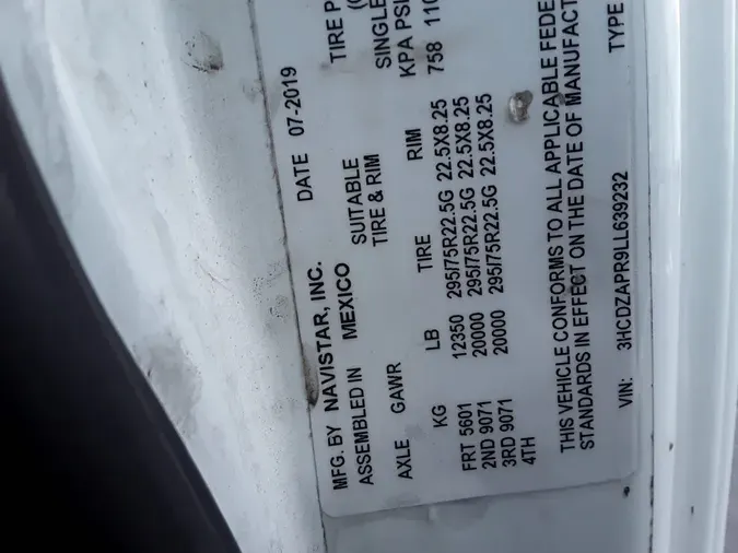 2020 NAVISTAR INTERNATIONAL LT625 DAYCAB T/A