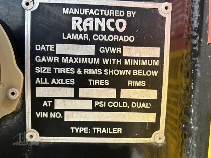 2014 RANCO 26 FT END DUMP