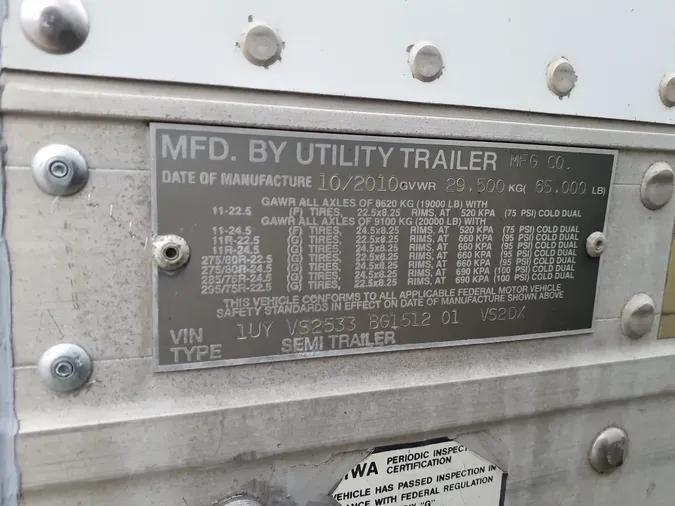 2011 UTILITY TRAILERS VS2DC 53/162/102