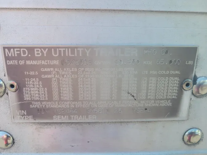 2016 UTILITY TRAILERS VS2RA 48/162/102