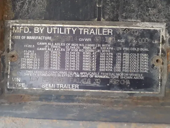 2015 UTILITY TRAILERS FS2CHA 48/102