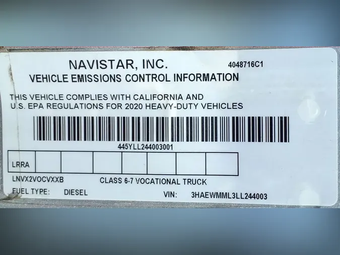 2020 NAVISTAR INTERNATIONAL MV607 LPdd225f9758b563ea0c48bd5f1113d021