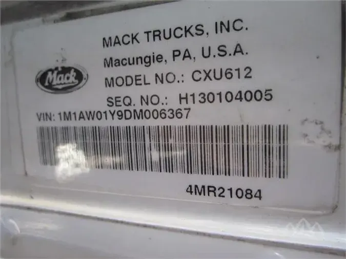 2013 MACK PINNACLE CXU612