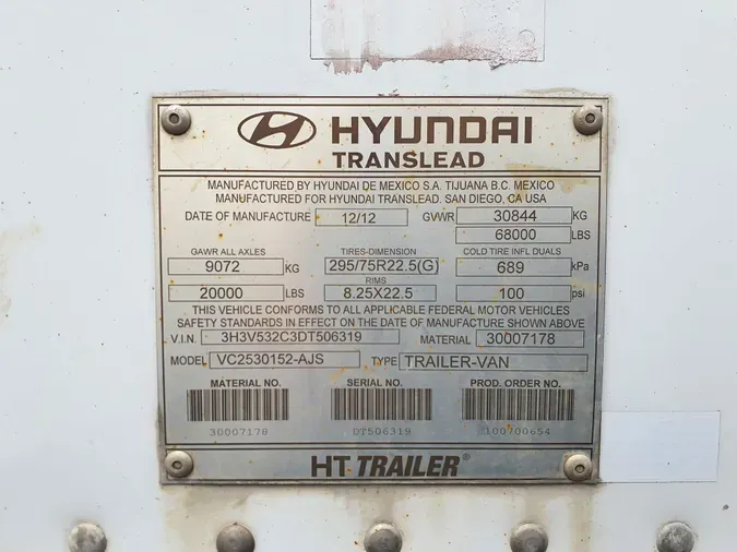 2013 HYUNDAI 53/102/162 ALUM