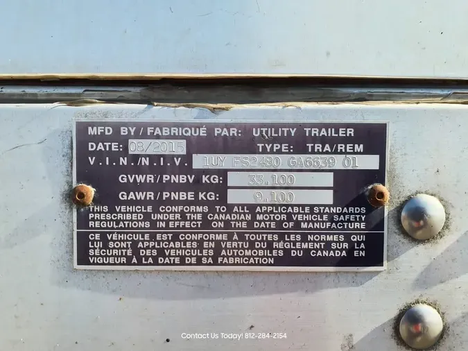 2016 UTILITY TRAILERS FS2CHA 48/102