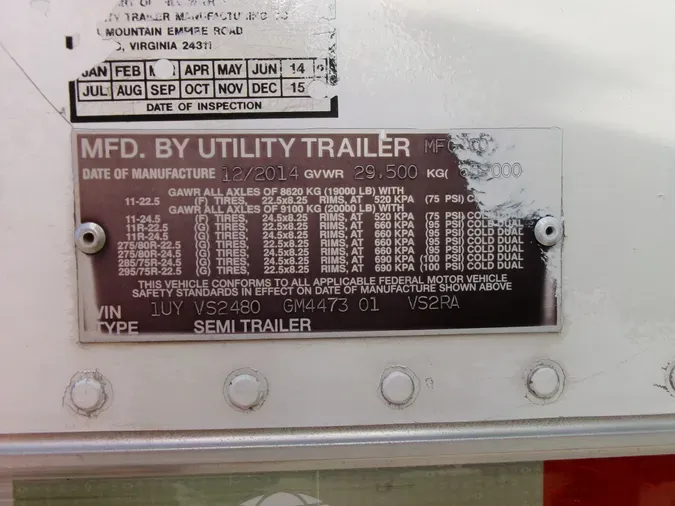 2016 UTILITY TRAILERS VS2RA 48/162/102