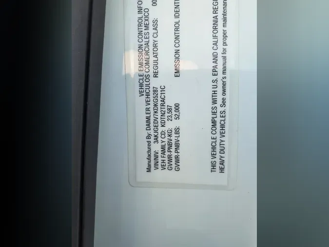 2019 FREIGHTLINER/MERCEDES CASCADIA 125