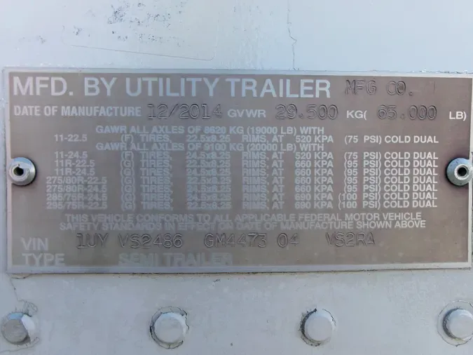 2016 UTILITY TRAILERS VS2RA 48/162/102