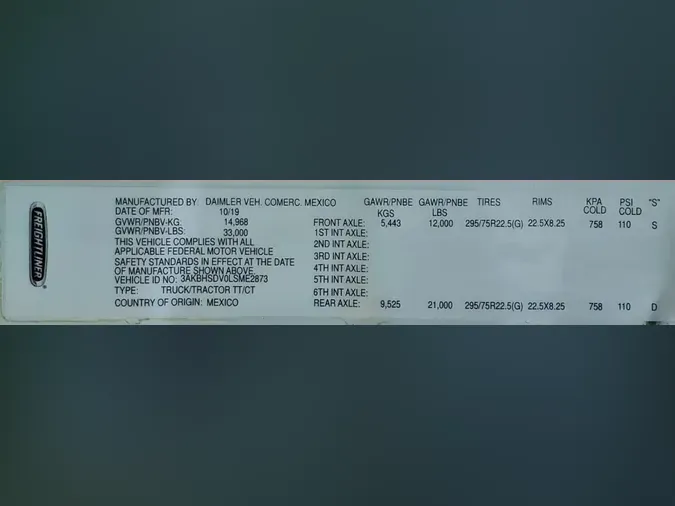 2020 FREIGHTLINER/MERCEDES NEW CASCADIA 116