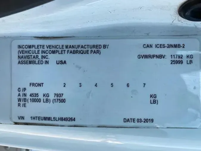 2020 International MV607