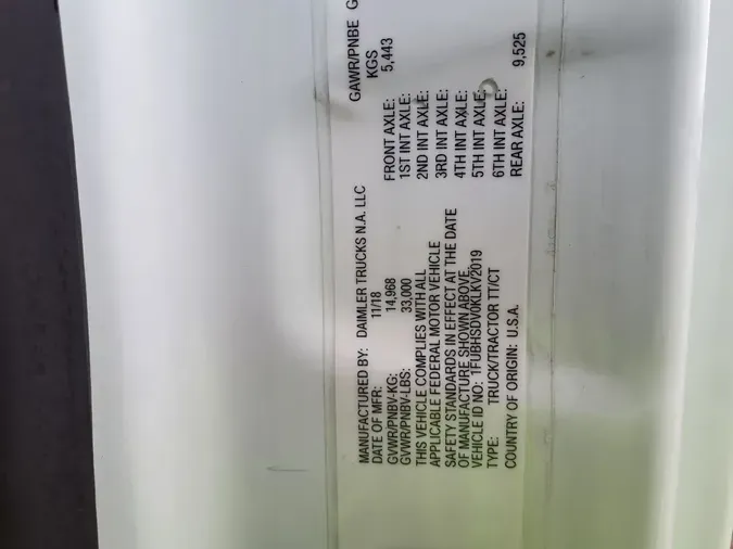 2019 FREIGHTLINER/MERCEDES NEW CASCADIA 116