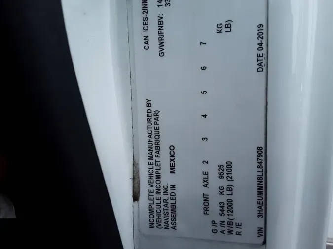 2020 NAVISTAR INTERNATIONAL MV607 (4X2)