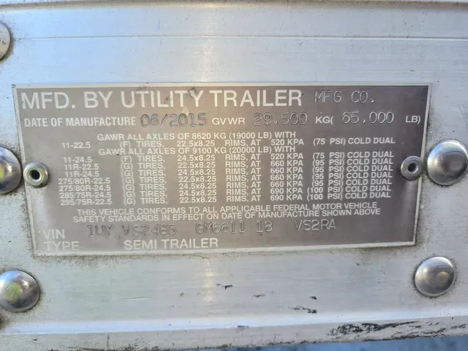 2016 UTILITY TRAILERS VS2RA 48/162/102