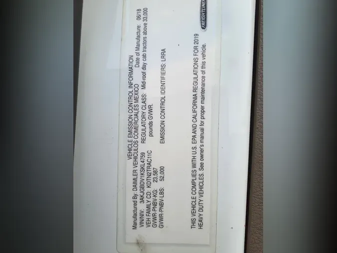 2019 FREIGHTLINER/MERCEDES CASCADIA 113