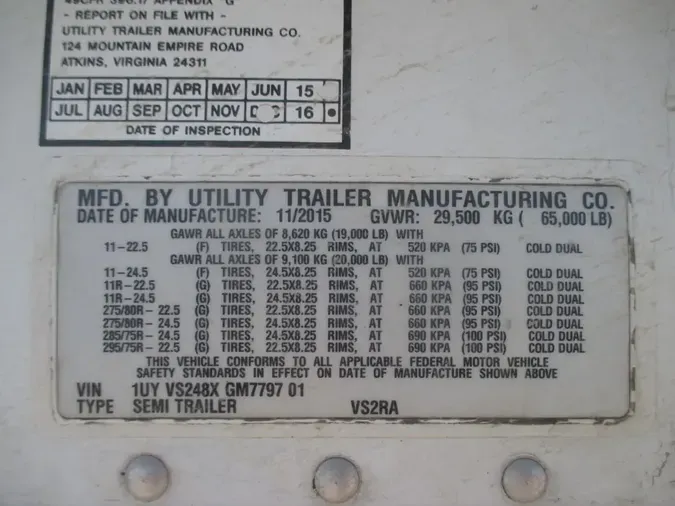 2016 UTILITY TRAILERS VS2RA 48/162/102ea765775d6e5b88c51dd9fd14bec9e40