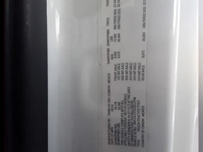 2020 FREIGHTLINER/MERCEDES CASCADIA 125ebc3fbffa77b7d40b070e2369883e25f